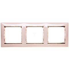 VALENA Ramka potrójna pozioma krem/złoto 774153