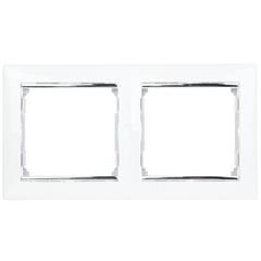 VALENA Ramka podwójna pozioma biała/srebro 770492