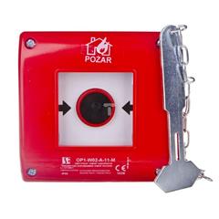 Przycisk ppoż. podtynkowy 1Z 1R czerwony z młotkiem OP1-W02-A-11-M