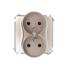 Simon Basic Gniazdo podwójne z/u 16A IP20 z przesłoną torów satynowe BMGZ2Mz.01/29 WMUW-00211M-H011