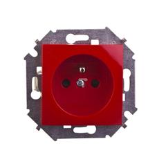 Simon 15 Gniazdo pojedyncze z/u 16A IP20 z przesłoną torów czerwone 1591418-037 WS15-1591418-037