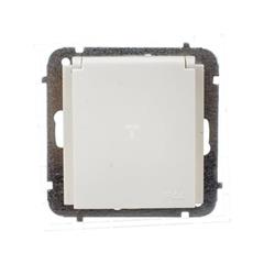 Sentia Gniazdo hermetyczne pojedyncze z/u 16A IP44 z klapką z przesłonami kremowe 1436-11