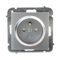 Sentia Gniazdo pojedyncze z/u 16A z przesłonami srebrny połysk 1434-56