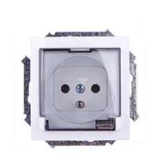 Simon 15 Gniazdo hermetyczne pojedyncze z/u 16A IP44 z klapka transparentną białe 1591940-030A WS15-1591940-030A