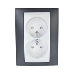 Unica Plus Gniazdo podwójne czerń mineralna z/u MGU63.069.877