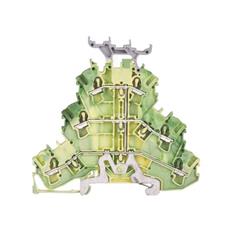 Złączka szynowa 3-piętrowa PE 2,5mm2 z podstawą oznacznika żółto-zielona 2002-3237 TOPJOBS