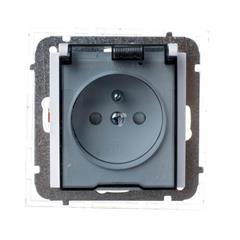 Sentia Gniazdo hermetyczne pojedyncze z/u 16A IP44 z klapką transparentną z przesłonami białe 1466-10