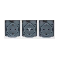 Hermes Gniazdo hermetyczne potrójne z/u Schuko z klapką dymną 16A IP44 białe 0326-01