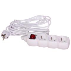 Przedłużacz 3-gniazda z/u pod kątem z wyłącznikiem 5m IP20 biały P1315