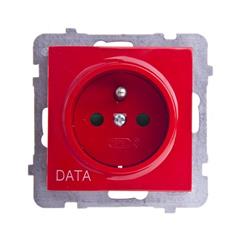 AS Gniazdo pojedyncze z/u 16A DATA z przesłonami czerwone GP-1GZDP/m/00