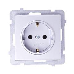 SONATA Gniazdo pojedyncze srebro mat schuko 16A IP20 GP-1RS/m/38