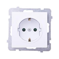 SONATA Gniazdo pojedyncze białe schuko 16A IP20 z przesłonami GP-1RSP/m/00