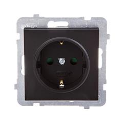 SONATA Gniazdo pojedyncze czarny metalik schuko 16A IP20 z przesłonami GP-1RSP/m/33