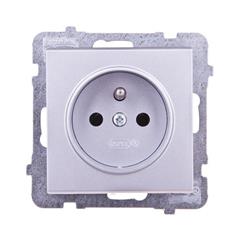 SONATA Gniazdo pojedyncze srebro mat z/u 16A IP20 GP-1RZ/m/38