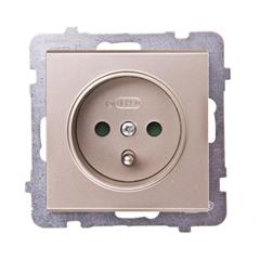 SONATA Gniazdo pojedyncze szampański złoty z/u 16A IP20 z przesłonami GP-1RZP/m/39