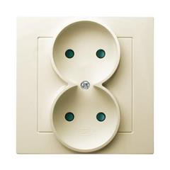 AS Gniazdo podwójne b/u 16A z przesłonami ecru GP-2GP/27