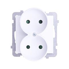 AS Gniazdo podwójne b/u 16A z przesłonami białe GP-2GRP/m/00