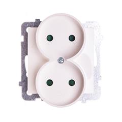 AS Gniazdo podwójne b/u 16A z przesłonami ecru GP-2GRP/m/27