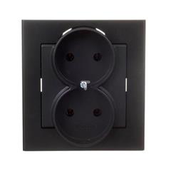 SONATA Gniazdo podwójne z ramką czarny metalik b/u 16A IP20 GP-2R/33