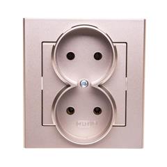 SONATA Gniazdo podwójne z ramką szampański złoty b/u 16A IP20 GP-2R/39