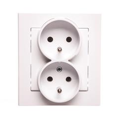 SONATA Gniazdo podwójne z ramką białe z/u 16A IP20 z funkcją niezamienności faz GP-2RC/00