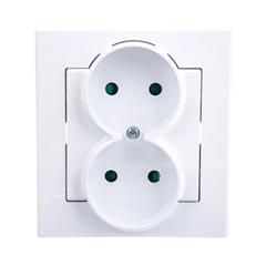 SONATA Gniazdo podwójne z ramką białe b/u 16A IP20 z przesłonami GP-2RP/00