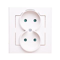 SONATA Gniazdo podwójne z ramką ecru b/u 16A IP20 z przesłonami GP-2RP/27