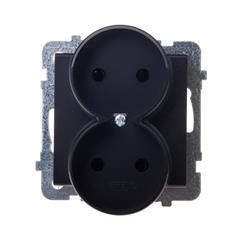 SONATA Gniazdo podwójne czarny metalik b/u 16A IP20 GP-2RR/m/33