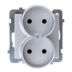 SONATA Gniazdo podwójne srebro mat b/u 16A IP20 GP-2RR/m/38