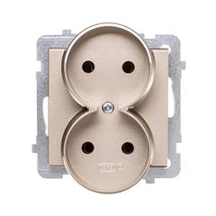 SONATA Gniazdo podwójne szampański złoty b/u 16A IP20 GP-2RR/m/39
