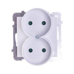 SONATA Gniazdo podwójne białe b/u 16A IP20 z przesłonami GP-2RRP/m/00