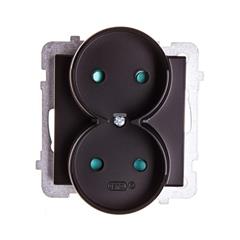 SONATA Gniazdo podwójne czarny metalik b/u 16A IP20 z przesłonami GP-2RRP/m/33