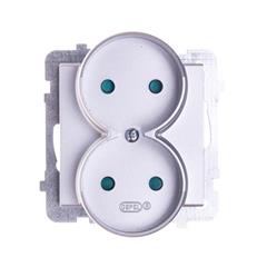 SONATA Gniazdo podwójne srebro mat b/u 16A IP20 z przesłonami GP-2RRP/m/38