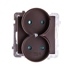 SONATA Gniazdo podwójne czekoladowy metalik b/u 16A IP20 z przesłonami GP-2RRP/m/40