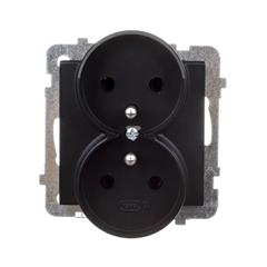 SONATA Gniazdo podwójne czarny metalik z/u 16A IP20 GP-2RRZ/m/33