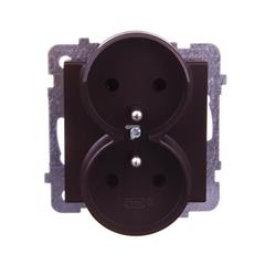 SONATA Gniazdo podwójne czekoladowy metalik z/u 16A IP20 GP-2RRZ/m/40