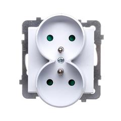 SONATA Gniazdo podwójne białe z/u 16A IP20 z przesłonami GP-2RRZP/m/00