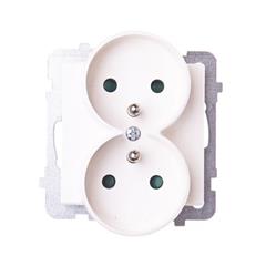 SONATA Gniazdo podwójne ecru z/u 16A IP20 z przesłonami GP-2RRZP/m/27