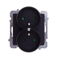 SONATA Gniazdo podwójne czarny metalik z/u 16A IP20 z przesłonami GP-2RRZP/m/33