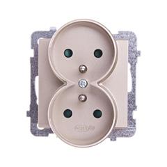 SONATA Gniazdo podwójne szampański złoty z/u 16A IP20 z przesłonami GP-2RRZP/m/39