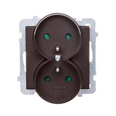 SONATA Gniazdo podwójne czekoladowy metalik z/u 16A IP20 z przesłonami GP-2RRZP/m/40