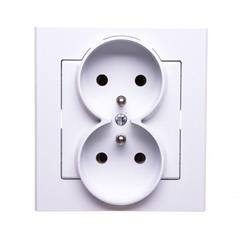 SONATA Gniazdo podwójne z ramką białe z/u 16A IP20 GP-2RZ/00