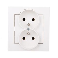 SONATA Gniazdo podwójne z ramką ecru z/u 16A IP20 GP-2RZ/27