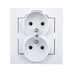 SONATA Gniazdo podwójne z ramką białe z/u 16A IP20 z przesłonami GP-2RZP/00