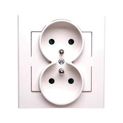 SONATA Gniazdo podwójne z ramką ecru z/u 16A IP20 z przesłonami GP-2RZP/27