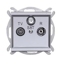 SONATA Gniazdo antenowe RTV-SAT przelotowe srebro mat GPA-RSP/m/38