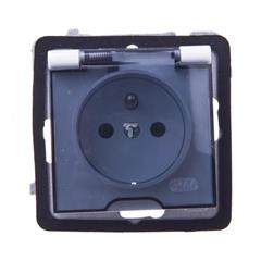 AS Gniazdo pojedyncze z/u 16A IP44 z klapką z przesłonami białe GPH-1GZP/m/00/d