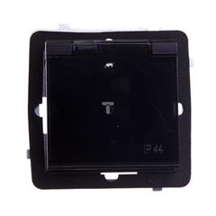 SONATA Gniazdo hermetyczne pojedyncze czarny metalik schuko 16A IP44 GPH-1RS/m/33/d