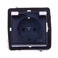 SONATA Gniazdo hermetyczne pojedyncze srebro mat schuko 16A IP44 GPH-1RS/m/38/d