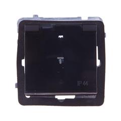 SONATA Gniazdo hermetyczne pojedyncze czarny metalik schuko 16A IP44 z przesłonami GPH-1RSP/m/33/d